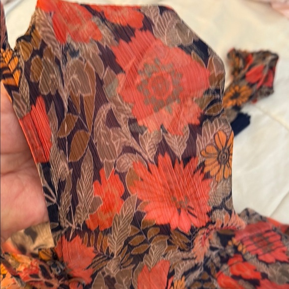 Anthropologie Orange and Gray Long Sleeve Sheer Dress - Picture 15 of 16